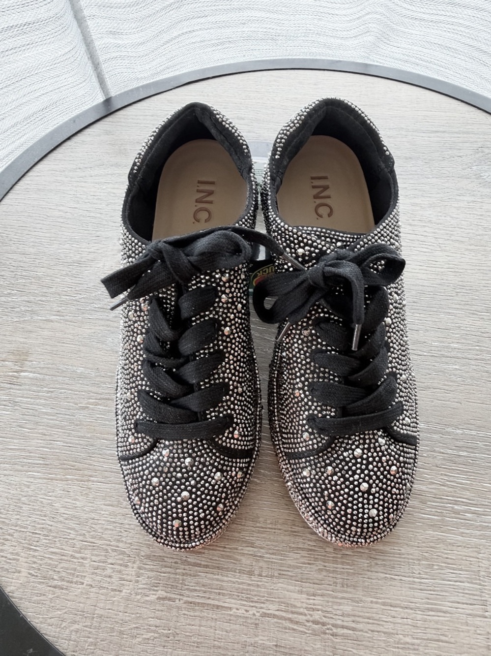 INC International Concepts Black Sneakers with Silver Studs